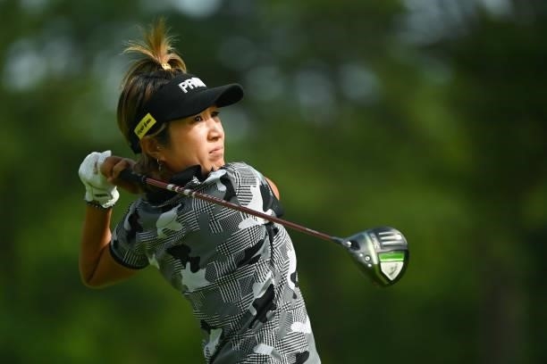 Asako Fujimoto of Japan hits her tee shot on the 1st hole during the second round of the Ai Miyazato Suntory Ladies Open at Rokko Kokusai Golf Club...