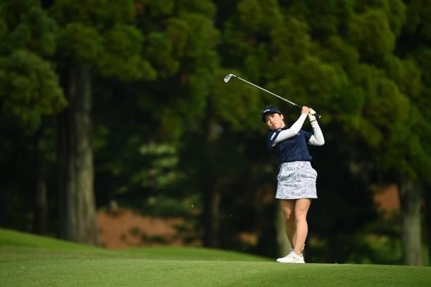 Yuna Nishimura of Japan hits her second shot on the 13th hole during the second round of the Ai Miyazato Suntory Ladies Open at Rokko Kokusai Golf...