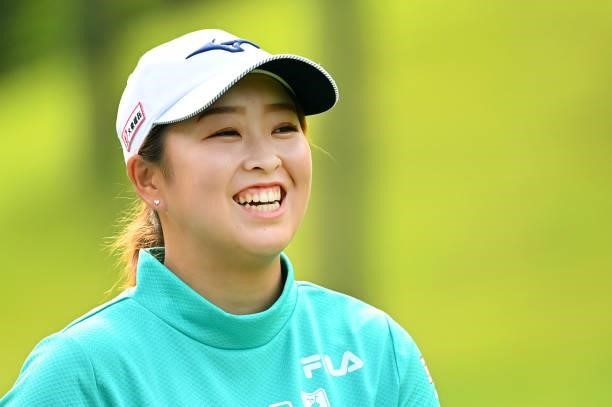 Mao Saigo of Japan smiles on the 17th hole during the second round of the Ai Miyazato Suntory Ladies Open at Rokko Kokusai Golf Club on June 11, 2021...