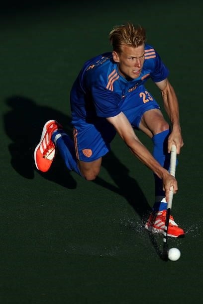 Joep de Mol of Netherlands in action during the Euro Hockey Championships Mens Semi Final match between Netherlands and Belgium at Wagener Stadion on...