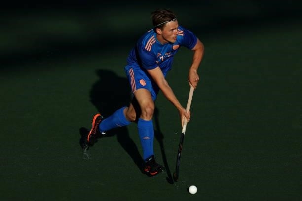 Jorrit Croon of Netherlands in action during the Euro Hockey Championships Mens Semi Final match between Netherlands and Belgium at Wagener Stadion...