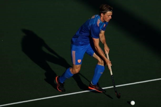 Jorrit Croon of Netherlands in action during the Euro Hockey Championships Mens Semi Final match between Netherlands and Belgium at Wagener Stadion...