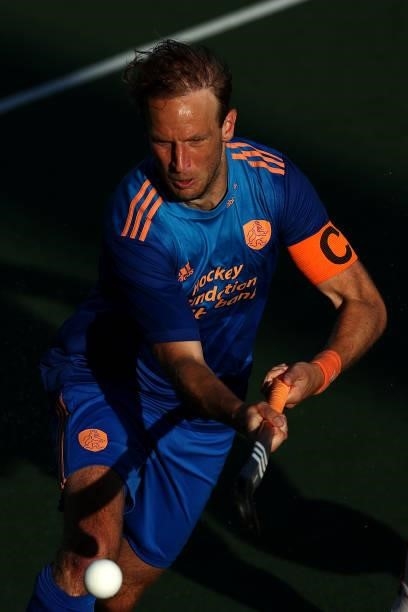 Captain, Billy Bakker of Netherlands in action during the Euro Hockey Championships Mens Semi Final match between Netherlands and Belgium at Wagener...