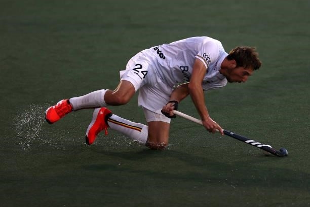 Antoine Kina of Belgium in action during the Euro Hockey Championships Mens Semi Final match between Netherlands and Belgium at Wagener Stadion on...