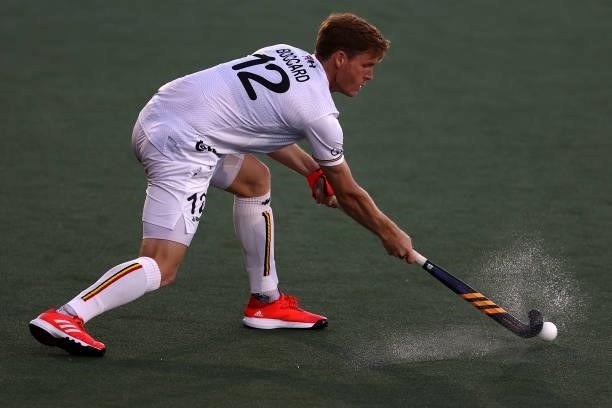 Gauthier Boccard of Belgium in action during the Euro Hockey Championships Mens Semi Final match between Netherlands and Belgium at Wagener Stadion...