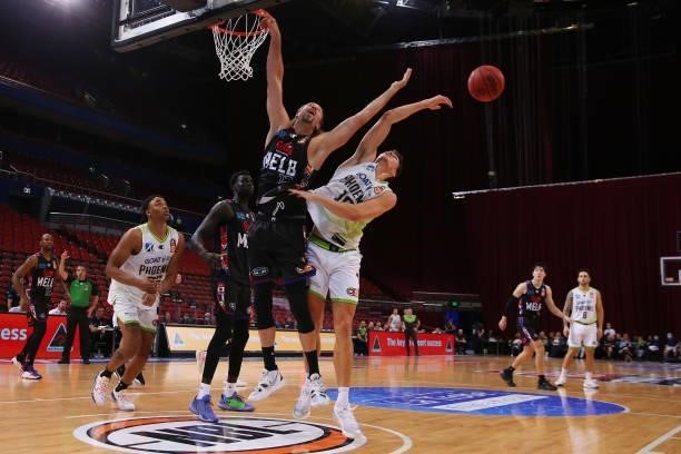 David Andersen of United competes for the ball during game one of the NBL Semi-Final Series between Melbourne United and the South East Melbourne...