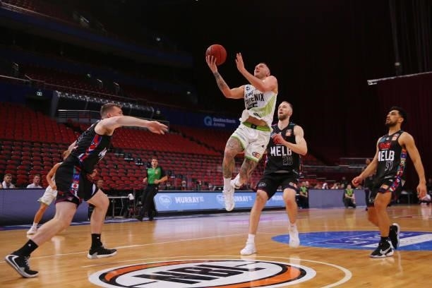 Mitch Creek of the Phoenix drives to the basket during game one of the NBL Semi-Final Series between Melbourne United and the South East Melbourne...