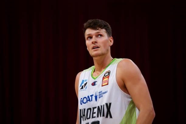 Yanni Wetzall of the Phoenix looks on during game one of the NBL Semi-Final Series between Melbourne United and the South East Melbourne Phoenix at...