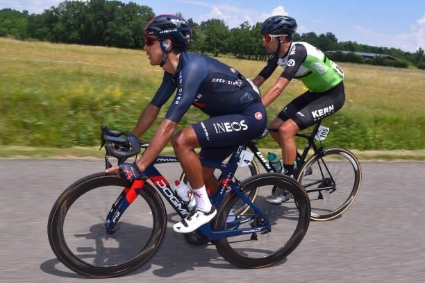Brandon Smith Rivera Vargas of Colombia and Team INEOS Grenadiers & Martí Márquez Roman of Spain and Equipo Kern Pharma during the 45th La Route...