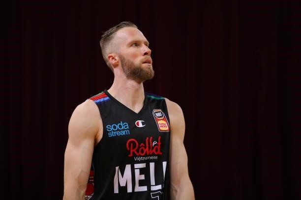 David Barlow of United looks on during game one of the NBL Semi-Final Series between Melbourne United and the South East Melbourne Phoenix at Qudos...