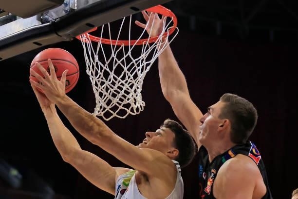 Yannick Wetzell of Phoenix shoots for a basket during game one of the NBL Semi-Final Series between Melbourne United and the South East Melbourne...