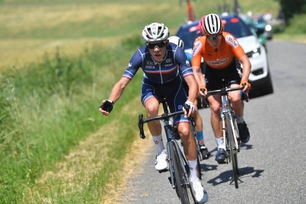 Valentin Retailleau of France and Team France - U23 in the Breakaway during the 45th La Route d'Occitanie - La Depeche Du Midi 2021, Stage 2 a...