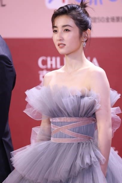 Actress Zhang Zifeng attends opening ceremony of the 24th Shanghai International Film Festival at Shanghai Grand Theatre on June 11, 2021 in...