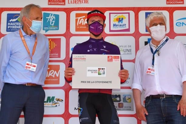 Ángel Madrazo Ruiz of Spain and Team Burgos - BH Most Combative Rider celebrates at podium during the 45th La Route d'Occitanie - La Depeche Du Midi...