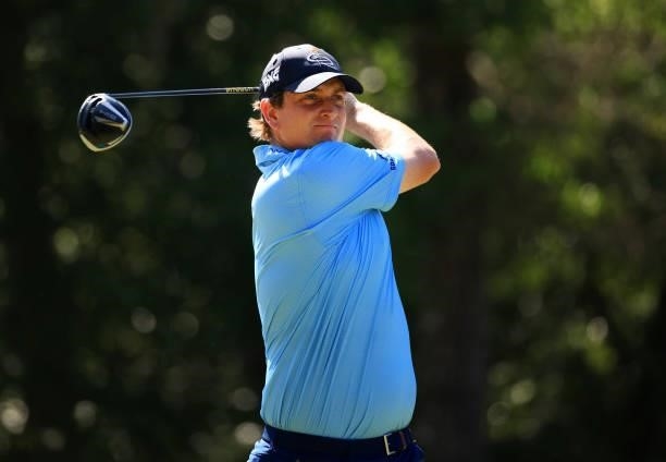 Henrik Norlander of Sweden plays his shot from the 12th tee during the second round of the Palmetto Championship at Congaree on June 11, 2021 in...