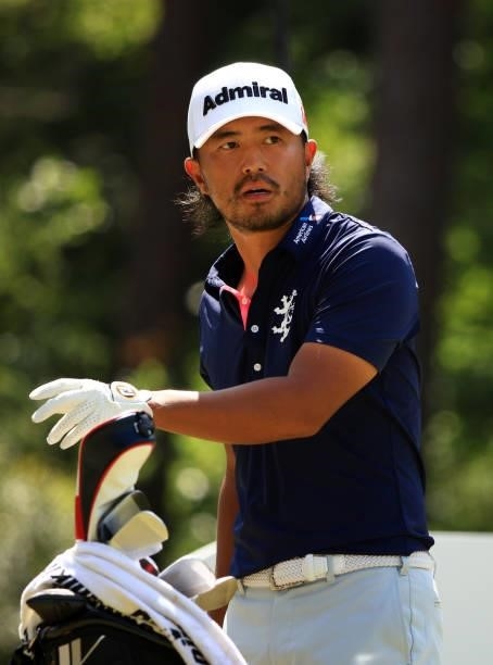 Satoshi Kodaira of Japan prepares to play his shot on the 12th tee during the second round of the Palmetto Championship at Congaree on June 11, 2021...