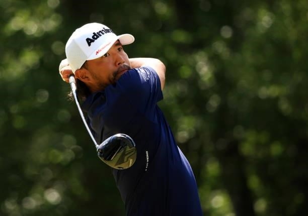 Satoshi Kodaira of Japan plays his shot from the 12th tee during the second round of the Palmetto Championship at Congaree on June 11, 2021 in...