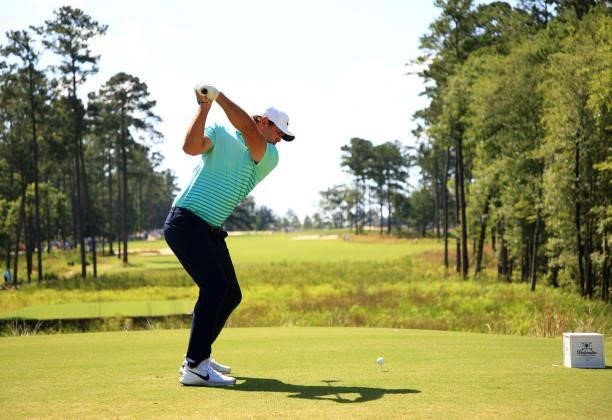 Brooks Kopeka plays his shot from the second tee during the second round of the Palmetto Championship at Congaree on June 11, 2021 in Ridgeland,...