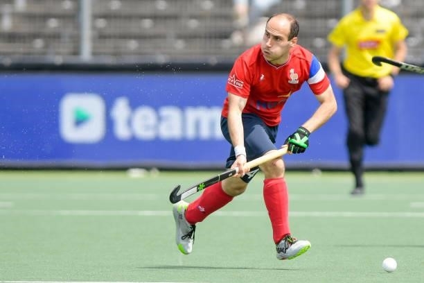 Pieter van Straaten of France during the Euro Hockey Championships match between Spain and France at Wagener Stadion on June 11, 2021 in Amstelveen,...