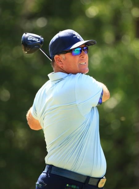 Points plays his shot from the 12th tee during the second round of the Palmetto Championship at Congaree on June 11, 2021 in Ridgeland, South...