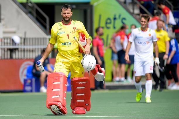 Quico Cortes of Spain during the Euro Hockey Championships match between Spain and France at Wagener Stadion on June 11, 2021 in Amstelveen,...