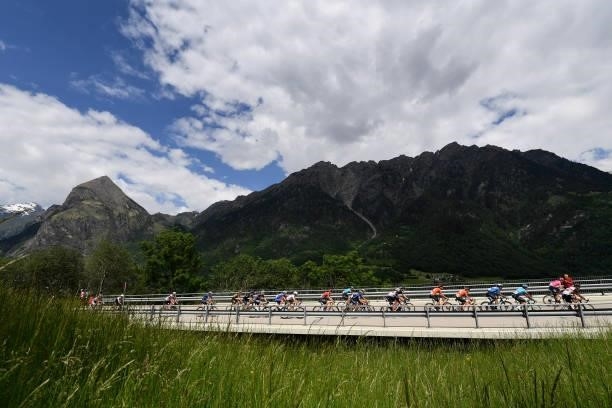 The Peloton passing through Gotthardpass during the 84th Tour de Suisse 2021, Stage 6 a 130,1km stage from Andermatt to Disentis/Sedrun 1413m /...