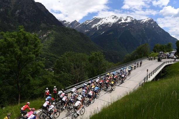 The Peloton passing through Gotthardpass during the 84th Tour de Suisse 2021, Stage 6 a 130,1km stage from Andermatt to Disentis/Sedrun 1413m /...