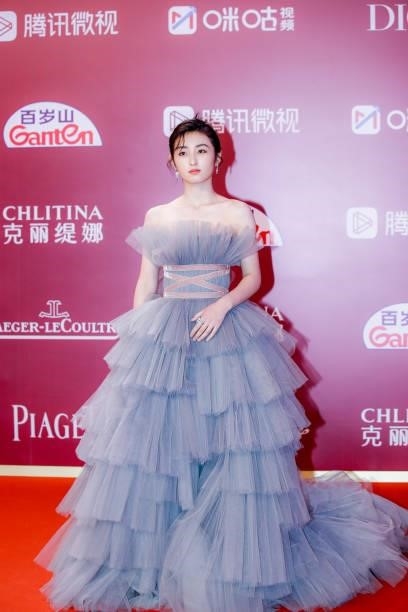 Actress Zhang Zifeng attends opening ceremony of the 24th Shanghai International Film Festival at Shanghai Grand Theatre on June 11, 2021 in...