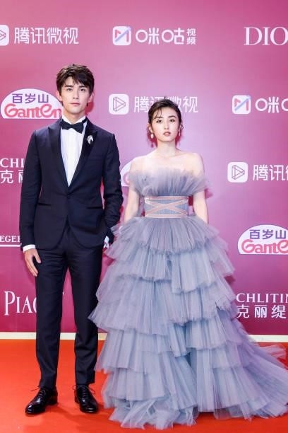 Actor Wu Lei and actress Zhang Zifeng attend opening ceremony of the 24th Shanghai International Film Festival at Shanghai Grand Theatre on June 11,...