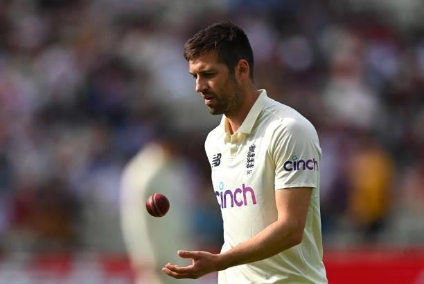 Mark Wood of England prepares to bowl during day two of the second Test Match at Edgbaston on June 11, 2021 in Birmingham, England.