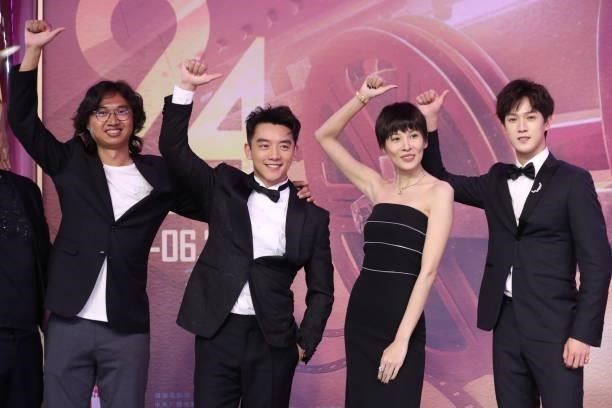 Director Han Bowen, actor Zheng Kai, actress Zhang Lanxin and actor Li Yunrui attend opening ceremony of the 24th Shanghai International Film...