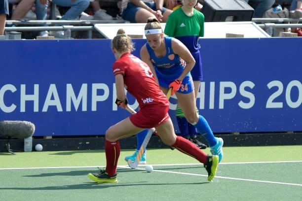 Pien Dicke of the Netherlands during the Euro Hockey Championships Women match between Netherlands and Belgium at Wagener Stadion on June 11, 2021 in...