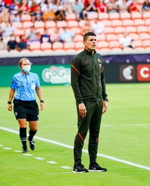 Head coach Neto Francisco of Portugal looks on during the first half of the 2021 WNT Summer Series friendly between the United States and Portugal at...