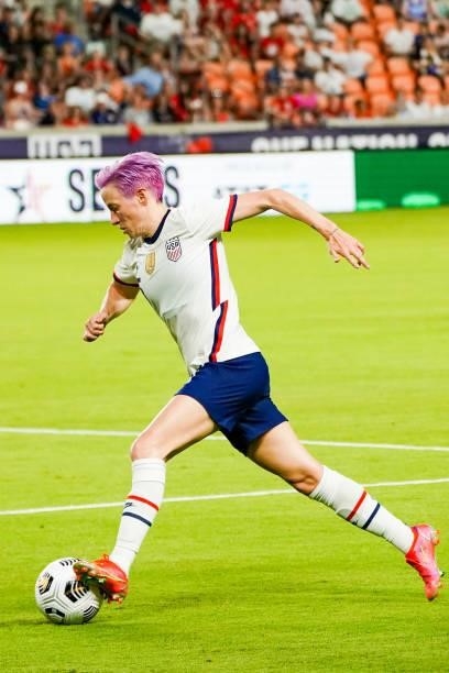 Megan Rapinoe of United States dribbles the ball during the second half the 2021 WNT Summer Series friendly between the United States and Portugal at...