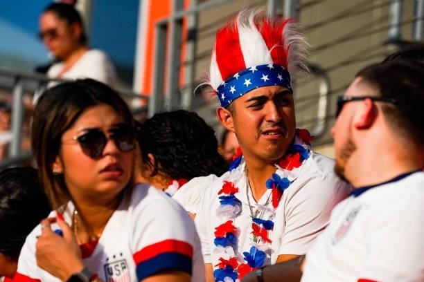 Fans look on before 2021 WNT Summer Series friendly match between the United States and Portugal at BBVA Stadium on June 10, 2021 in Houston, Texas.