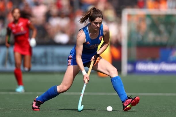 Marloes Keetels of Netherlands in action during the Euro Hockey Championships Womens Semi Final match between Netherlands and Belgium at Wagener...