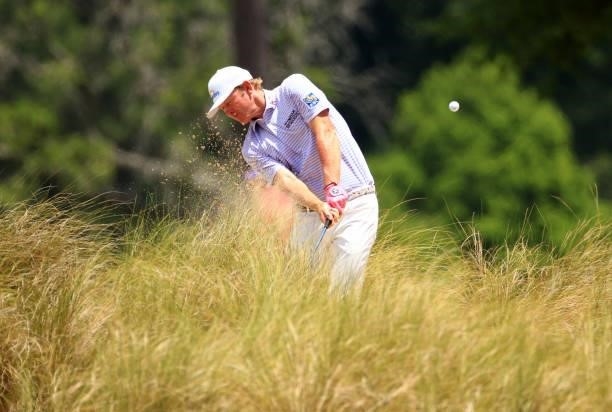 Brandt Snedeker plays his shot out of the rough on the first hole during the second round of the Palmetto Championship at Congaree on June 11, 2021...