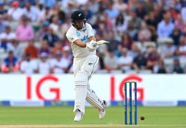 Ross Taylor of New Zealand bats during day two of the second Test Match at Edgbaston on June 11, 2021 in Birmingham, England.
