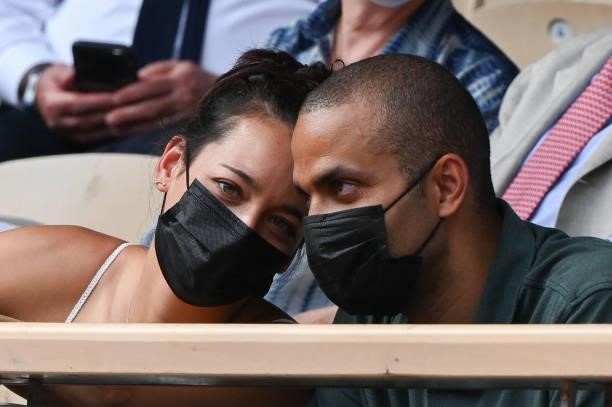 Tony Parker and Alizé Lim attend the French Open 2021 at Roland Garros on June 11, 2021 in Paris, France.