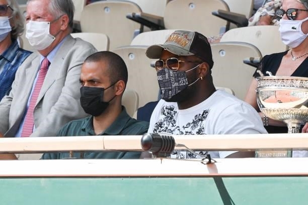 Tony Parker and Teddy Riner attend the French Open 2021 at Roland Garros on June 11, 2021 in Paris, France.