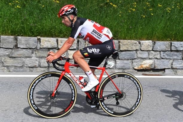 Kobe Goossens of Belgium and Team Lotto Soudal during the 84th Tour de Suisse 2021, Stage 6 a 130,1km stage from Andermatt to Disentis/Sedrun 1413m /...