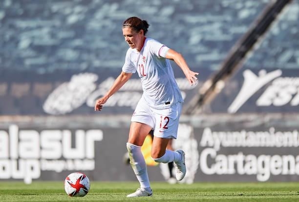 Christine Sinclair of Canada in action during the Women's International friendly match between Canada and Czech Republic at Estadio Cartagonova on...