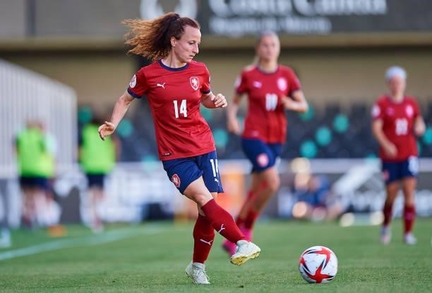 Aneta Pochmanova of Czech Republic in action during the Women's International friendly match between Canada and Czech Republic at Estadio Cartagonova...