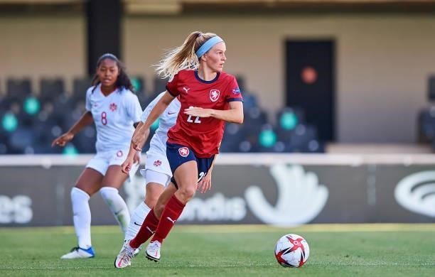 Franny Cerna of Czech Republic in action during the Women's International friendly match between Canada and Czech Republic at Estadio Cartagonova on...