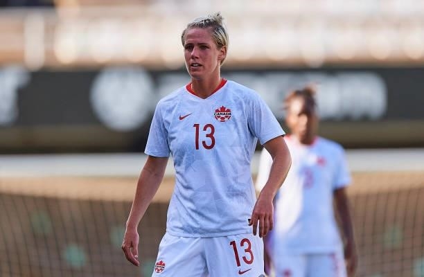 Sophie Schmidt of Canada looks on during the Women's International friendly match between Canada and Czech Republic at Estadio Cartagonova on June...