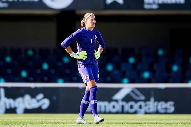 Stephanie Labbe of Canada looks on during the Women's International friendly match between Canada and Czech Republic at Estadio Cartagonova on June...