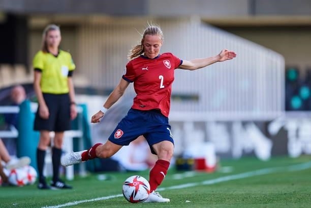 Anna Dlaskova of Czech Republic in action during the Women's International friendly match between Canada and Czech Republic at Estadio Cartagonova on...