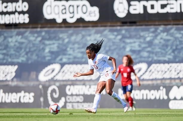 Ashley Lawrence of Canada in action during the Women's International friendly match between Canada and Czech Republic at Estadio Cartagonova on June...
