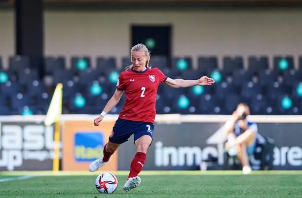 Anna Dlaskova of Czech Republic in action during the Women's International friendly match between Canada and Czech Republic at Estadio Cartagonova on...