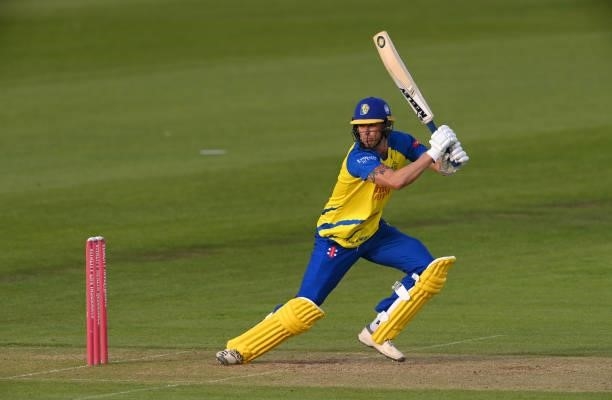 Durham batsman Brydon Carse in batting action during the Vitality T20 Blast match between Durham Cricket and Yorkshire Vikings at Emirates Riverside...
